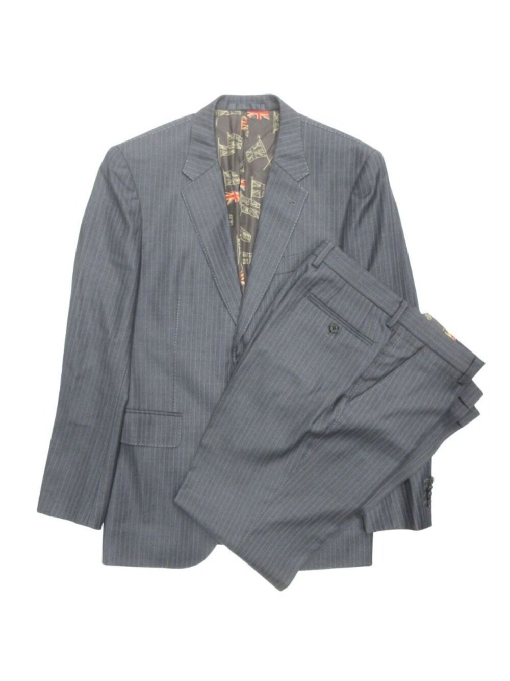 Loro Piana Paul Smith Set Suit Jacket Trousers Pants Fully Lined Striped L Gray